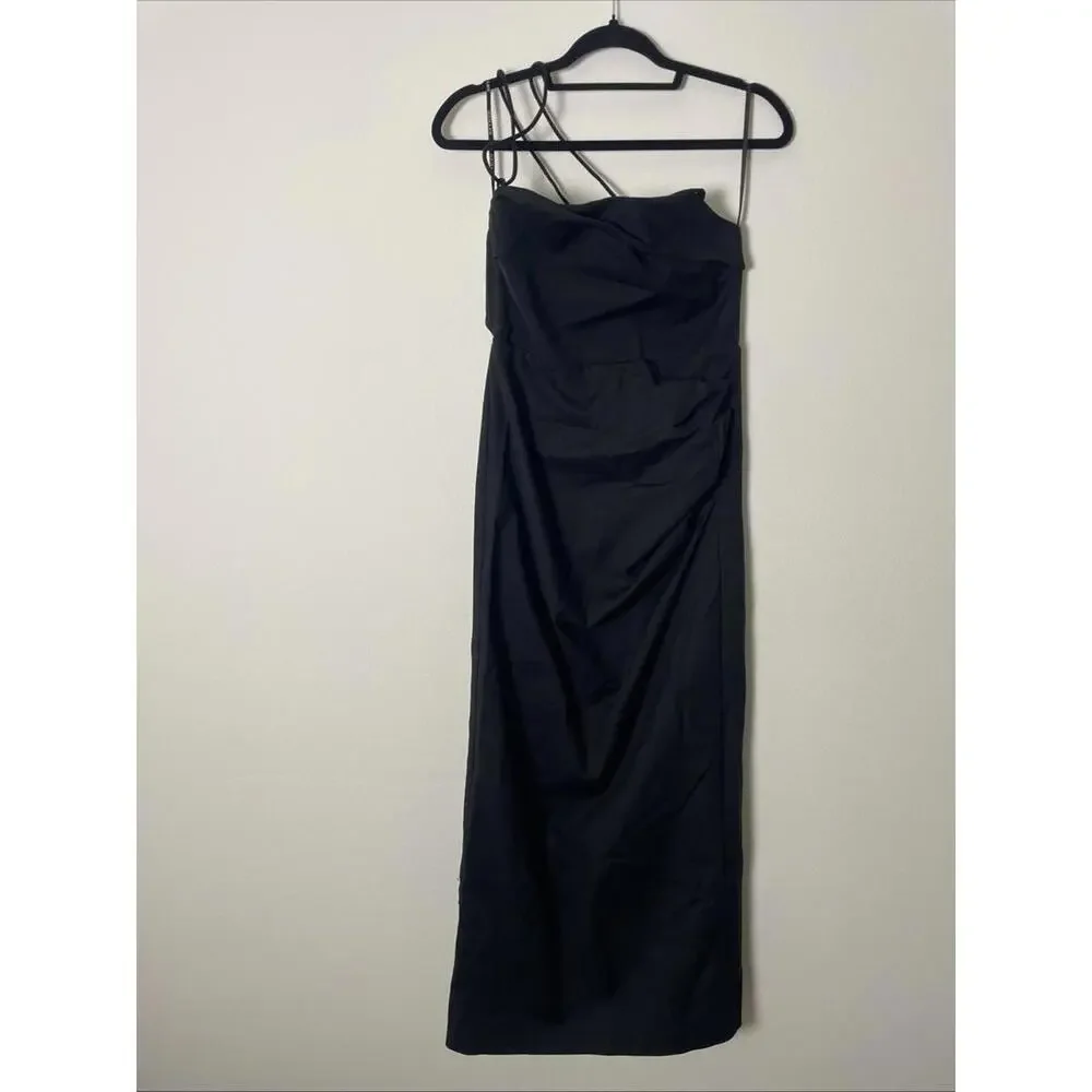 Revolve SHONA JOY Lani Draped Cross Back Midi Dress black size 6 NWT $360 msrp - Picture 5 of 8